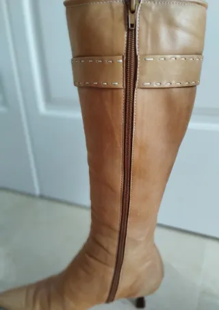 Botas altas Acosta piel beige