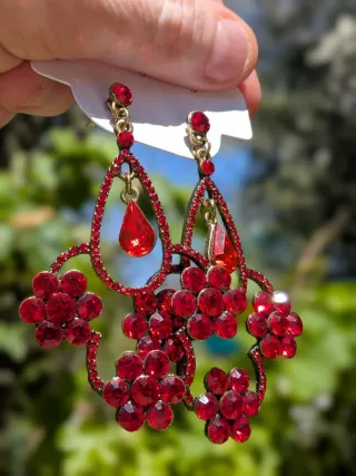 Pendientes flamenca rojos y dorados