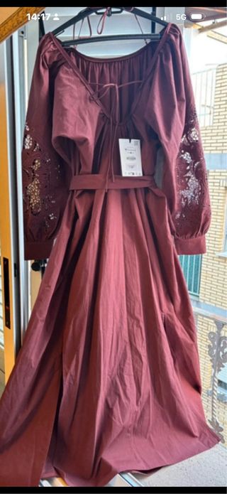 Vestido Zara Rojo Bordado