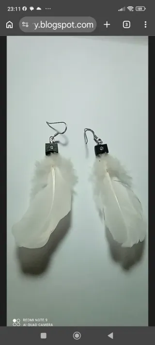 Pendientes pluma plata