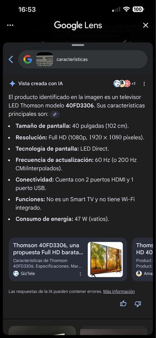 Televisión Thomson Color Negro