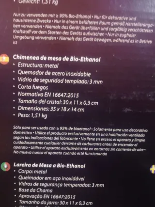 Chimenea Bioetanol  + 2 Garrafas NUEVAS