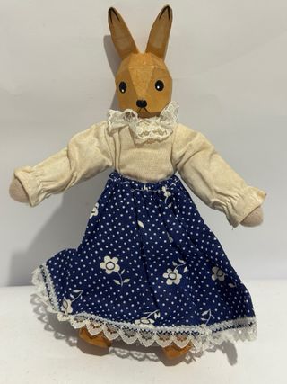 Famiglia coniglietti HUBAO vintage legno snodabili