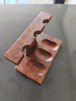 Supporto per Pipe da Tavolo in Legno Radice per 3 Pipe