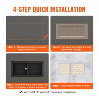 Nicho de Ducha Listo para Azulejos 40.64 x 81.28 cm, Organizador de Doble Estante, Nicho Recesado de Esquinas Cuadradas Insertado en la Pared, Protección Sellada Nicho Moderno para Almacenamiento ...