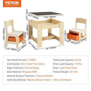 Conjunto de Mesa y Sillas para Niños, Mesa de Actividades de Madera con Espacio de Almacenamiento y Cajas, Mesa de Juego para Niños para Arte, Manualidades, Lectura, Aprendizaje