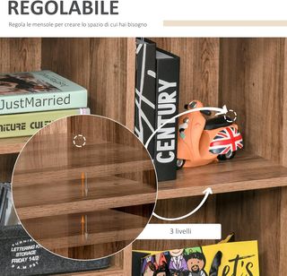 Mueble Multiuso Con Estantes Y Armario de Madera Con Puerta de Metal, Mueble para Sala de Estar y Cocina, 80X35X82Cm, Marrón Gris