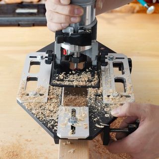 Plantilla para Bisagra de Puerta, Abridor de Agujeros de Aleación de Aluminio, Localizador de Ranuras, Guía Flexible para Agujeros de Bisagra de Puerta de Madera, Plantilla para Instalación de Ran...