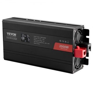 Inversor de Onda Pura, 2000 Vatios, Inversor de DC 12V a AC 230V con 2 Salidas AC, 2 Puertos USB, 1 Puerto Tipo-C, Pantalla LCD y Control Remoto para Equipos Domésticos de Tamaño Mediano, CE FCC