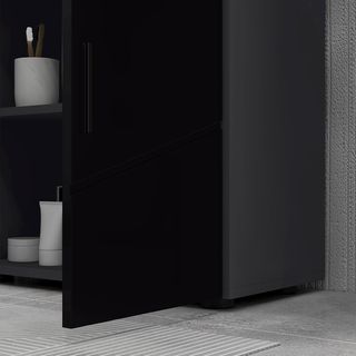 Mueble de Baño Bajo Lavabo con Armario de 2 Puertas, Mueble Bajo Lavabo de Pie en Madera con Estante Regulable, para Lavabos Con o Sin Columna, 60X30X60Cm, Negro