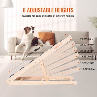 Rampas para Perros, Rampa Plegable para Mascotas para Cama, Rampa Ajustable para Perros Pequeños, Grandes, Viejos y Gatos, Rampa de Madera para Mascotas con Rampa de 105 cm de Largo, Ajustable de ...