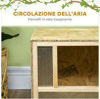 Terrario para Reptiles de Madera, Terrario para Reptiles con Paneles de Malla y Puertas de Vidrio Deslizantes, Reptilario Multiusos, para Camaleón, Lagartijas, Serpiente, 40X80X40 Cm