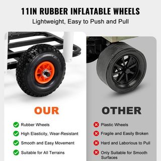 Carro de Pesca en la Playa, Capacidad de Carga de 200 lbs, Carro de Pesca y Mar con Dos Ruedas de Globo de Goma de 11" para Arena, Carro de Acero Pesado para Muelles con 7 Soportes para Cañas de P...