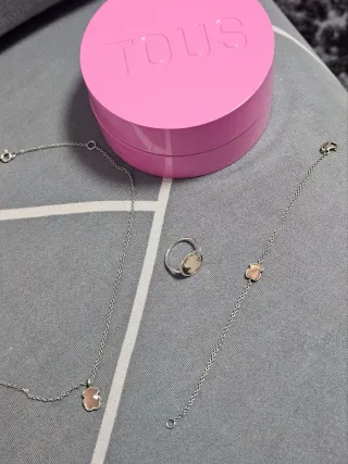 Conjunto Tous: Collar, Pulsera y Anillo plata 925