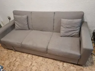 Sofá 3 plazas gris tela