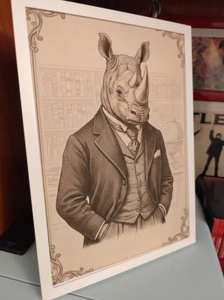 Quadro Rinoceronte Uomo Elegante