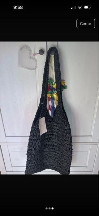 Bolso de rafia negro verano