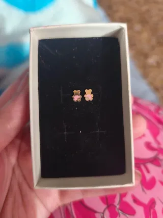 Pendientes  bebe de oro 18K oso Tous rosa
