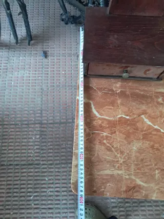 Tocador vintage madera con espejo y mármol
