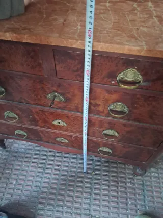 Tocador vintage madera con espejo y mármol
