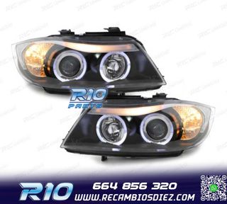 FAROS BMW E90 E91 05-08 OJOS ANGEL FONDO NEGRO