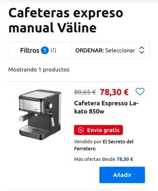 Cafetera Valine 850W