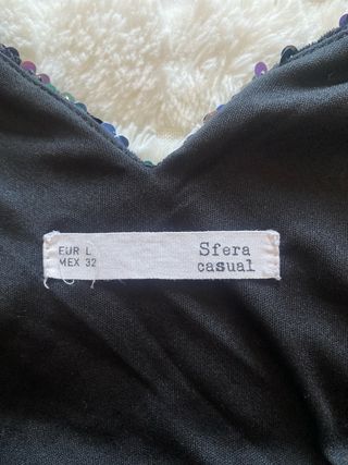 Vestido fiesta lentejuelas negro multicolor