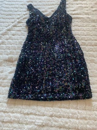 Vestido fiesta lentejuelas negro multicolor