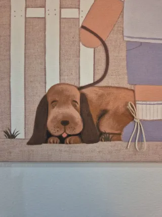 Cuadro infantil niño y perro  Pasito a Pasito 30cm