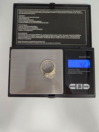 Anillo de Oro Blanco 10K, Diamantes, 4,21gr, T-17