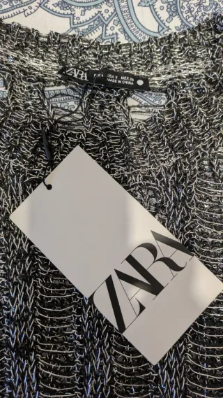 Suéter Zara Plateado Metalizado