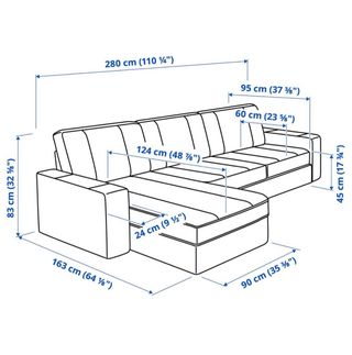 Sofá Kivik Ikea con Chaiselongue Beige
