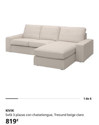 Sofá Kivik Ikea con Chaiselongue Beige