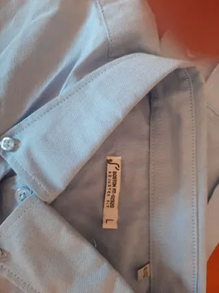 Camisas celestes manga larga hombre