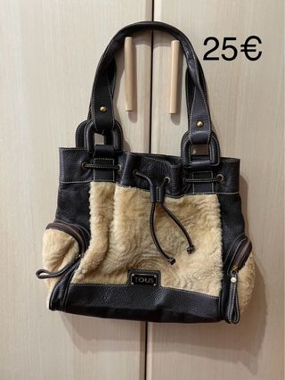 Bolso Tous Piel y Borrego Marrón Beige