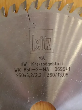 Disco sierra circular Leitz 250mm Dos por una.