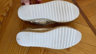 Alpargatas KISSIA Beige y Plateadas Talla 36