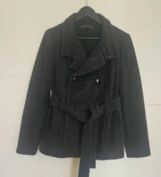 Chaqueta Zara Talla L Gris Doble Botonadura