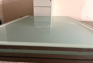 Mesa cristal plegable metal gris