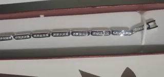 Pulsera Swarovski Cristales Plata Blanca