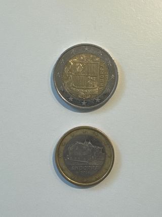 Monedas 2 y 1 Euro Andorra