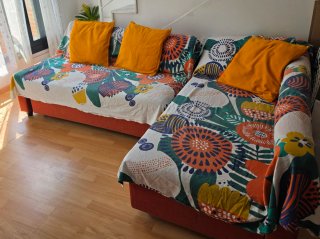 Sofá Cama Naranja Tela