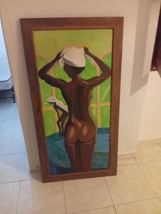 Pintura de mujer con toalla