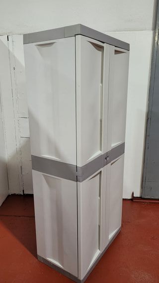 Armario de resina blanco y gris