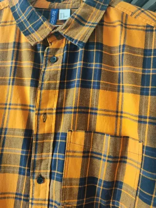 Camisa franela cuadros naranja y negro Talla M