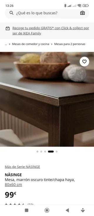 Mesa de comedor Ikea madera oscura