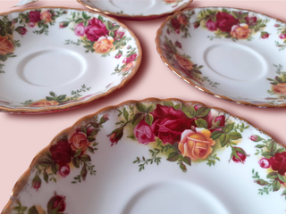 6 Tazas Platillos Lechera, Azucarero Royal Albert