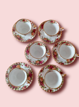6 Tazas Platillos Lechera, Azucarero Royal Albert