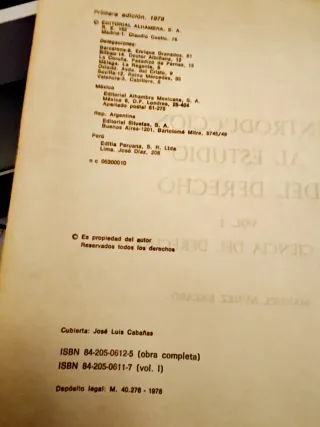 Introducción al estudio del Derecho (I) 1979