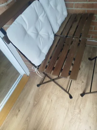 Mesa y 2 Sillas Jardín Plegables Madera